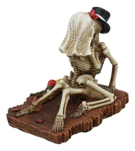 Ebros Love Never Dies Castaway Wedding Skeleton Couple Kissing Statue 3.75"H