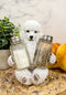 Ebros White French Poodle Puppy Pet Dog Glass Salt And Pepper Shakers Holder Set