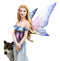 Butterfly Fairy Maiden With Alpha Wolf Guardian Decorative Figurine 9.5"H