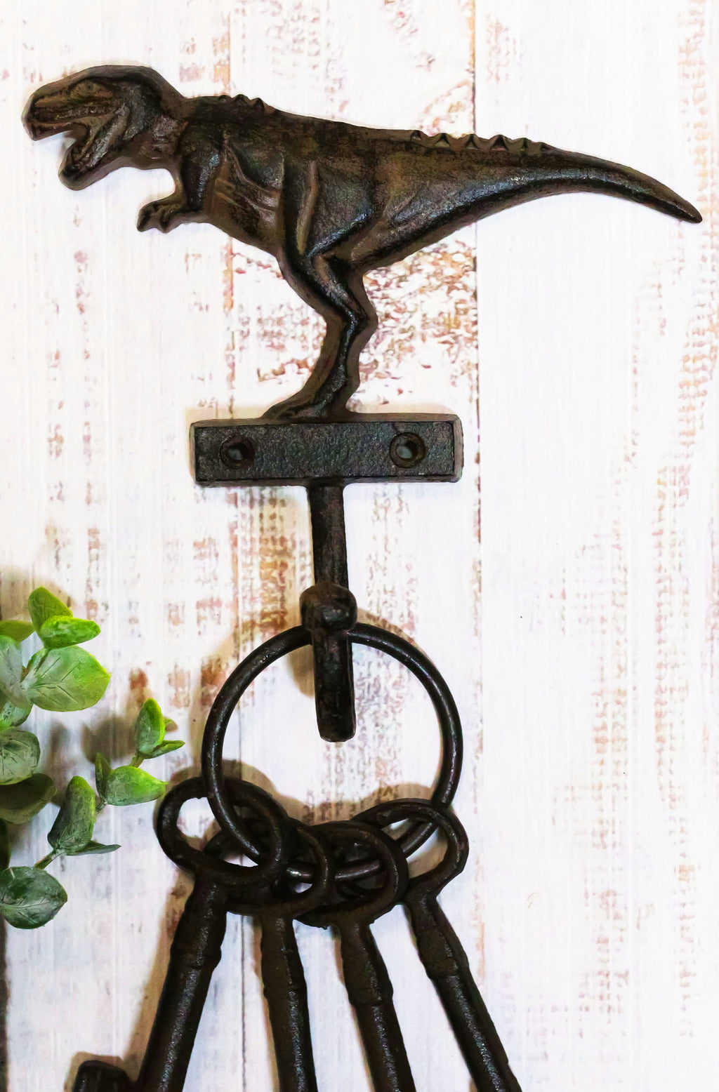 Dinosaur Key Rack Pack Of 2 Cast Iron Rustic Jurassic T-Rex Dinosaur Wall Coat Keys Hook ...
