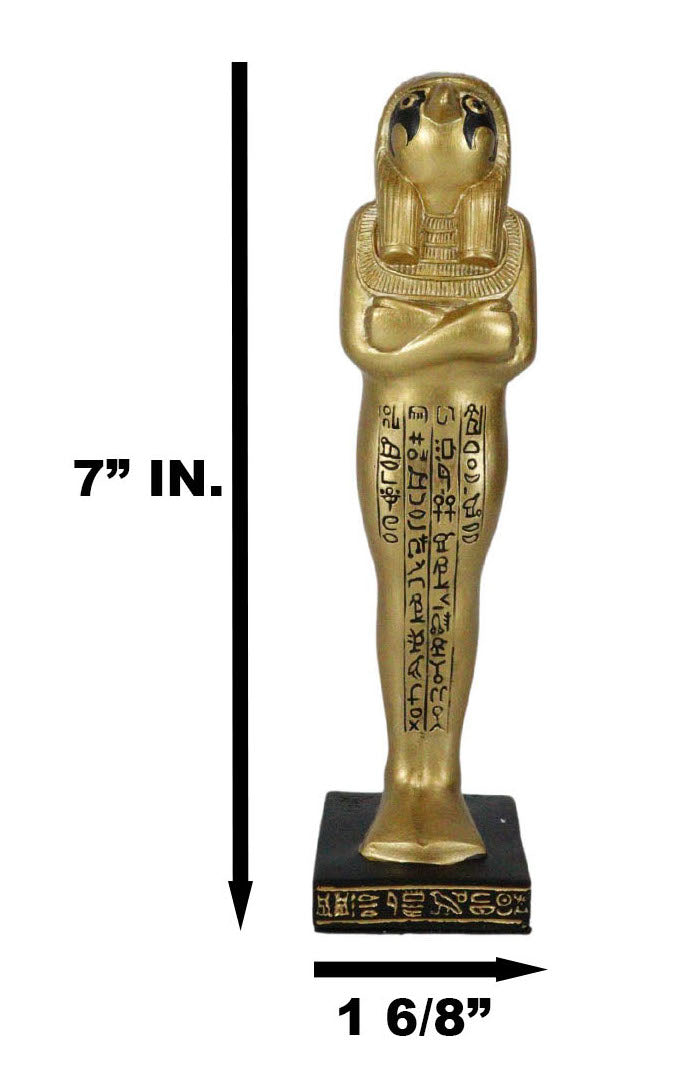 Egyptian Golden God Horus King Tut Sarcophagus Mummy With Hieroglyphs Figurine