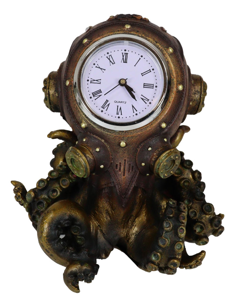 Steampunk Octopus Kraken Fighter With Tentacles Spores Table Clock Figurine