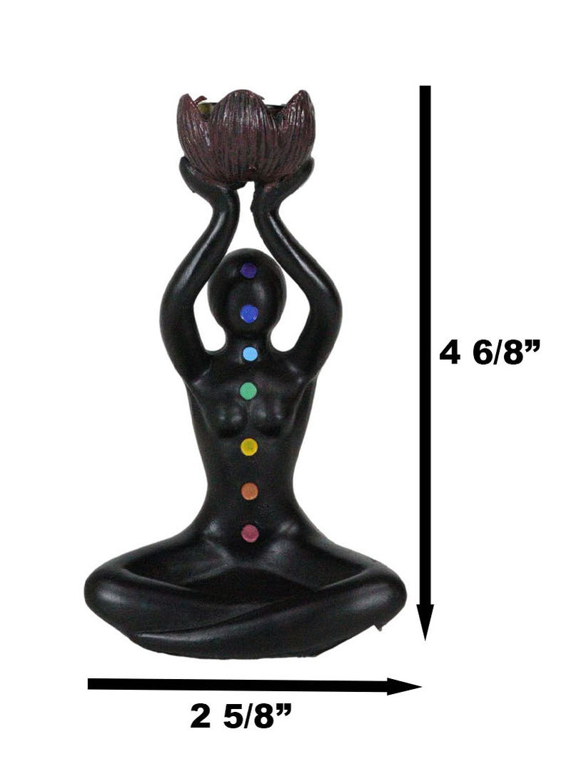 Black Yoga Meditation Avatar With 7 Chakra Zone Colors Backflow Incense Burner