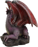 Ebros Small Purple Dragon with Wings Resting On Volcanic Rock Figurine 3.5" Tall