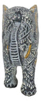 Auspicious Grey Glossy Mosaic Design Noble Aztec Elephant with Trunk Up Figurine