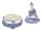 Ebros Gift Bhumisparsha Mudra Buddha Amitabha Meditating Terracotta Blue and White Round Jewelry Box Figurine 5.25" Diameter Buddhist Eastern Enlightenment Trinket Box Accessory Feng Shui Decor