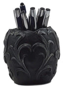 Ebros Set of 2 Tribal Tattoo Floral Skulls Stationery Pen Holder Desktop