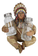 Native American Indian Warrior Chief Headdress Roach Salt Pepper Shakers Holder
