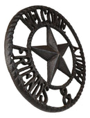 Ebros 10" D Rustic Cast Iron Welcome Family & Friends Wall Sign Western Star Circle