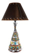 Southwestern Indian Teepee Hut Dreamcatcher Feathers Turquoise Rocks Table Lamp