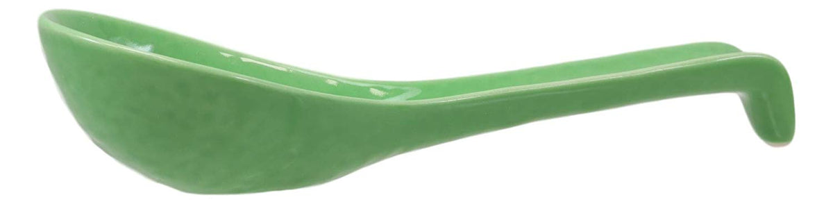 Ebros Japanese Modern Porcelain Soup Spoons With Ladle Hook Pack Of 6 (Green) - Ebros Gift