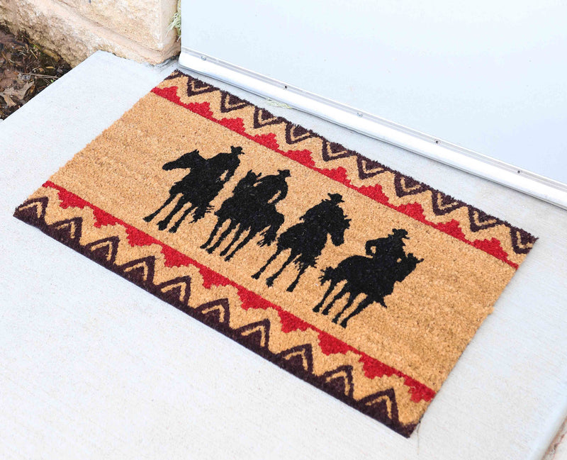 Wild Western Cowboys Horse Riders Coir Coconut Fiber Floor Mat Doormat 29"X17"