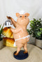 Voluptuous Bistro Chef Porkie The Pig With Service Plate And Cloche Dome Statue