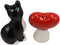 Ebros Ceramic Cat With A Red Heart Love Salt And Pepper Shakers Magnetic 3.5"H
