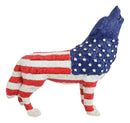 Patriotic American US Flag Native Tribal Howling Wolf Spirit Figurine Collection