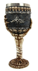 Ebros Skeleton Hand Bones Wine Chalice Goblet 6oz Cup Mummy Grip Of Death