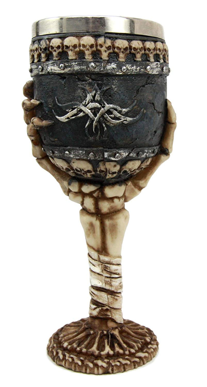 Ebros Skeleton Hand Bones Wine Chalice Goblet 6oz Cup Mummy Grip Of Death