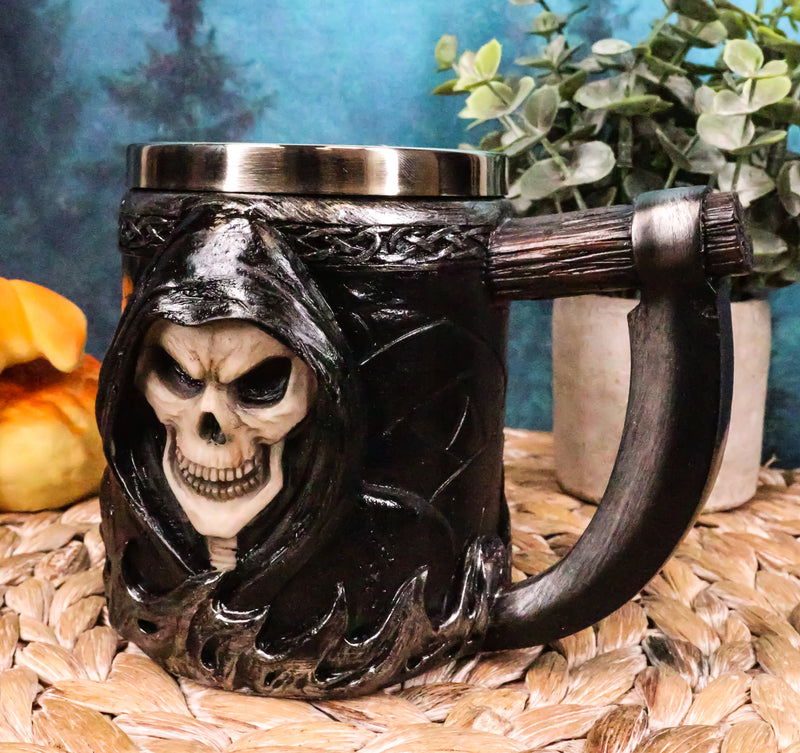 Skeleton Ghost Grim Reaper With Scythe Death Tankard Coffee Beer Mug Cup Death