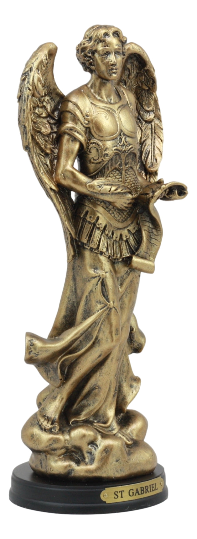 Byzantine Catholic Church Archangel Gabriel With Sacred Scroll Statue 8"Tall - Ebros Gift