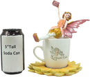 Ebros Fantasy Pixie Beverage Yellow Teacup Fairy Statue & Holder Coffee Mug Set