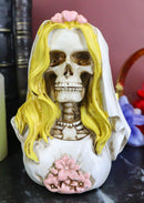 Day of The Dead DOD Skeleton Bride with Pink Flowers and Hearts Mini Figurine