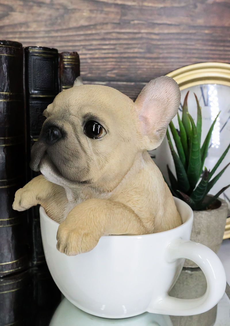 Ebros Realistic French Bulldog Teacup Statue Pet Pal Frenchie Dog Breed Figurine Decor