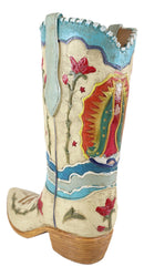 Rustic Western Colorful Our Lady Madonna Guadalupe Cowboy Boot Vase Figurine