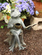 Ebros Gift 15" Tall Aluminum Metal Whimsical Bookworm Frog With Coffee Mug Cup Sitting On Tree Stump Garden Statue