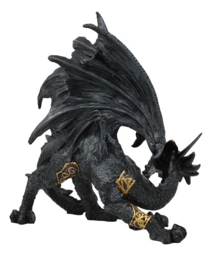 Deimos Roaring Golden Armored Dragon Statue 8"Long Fantasy Collector Home Decor