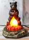 Ebros Rustic Forest Black Bear Warming Hands By Campfire LED Night Light Statue