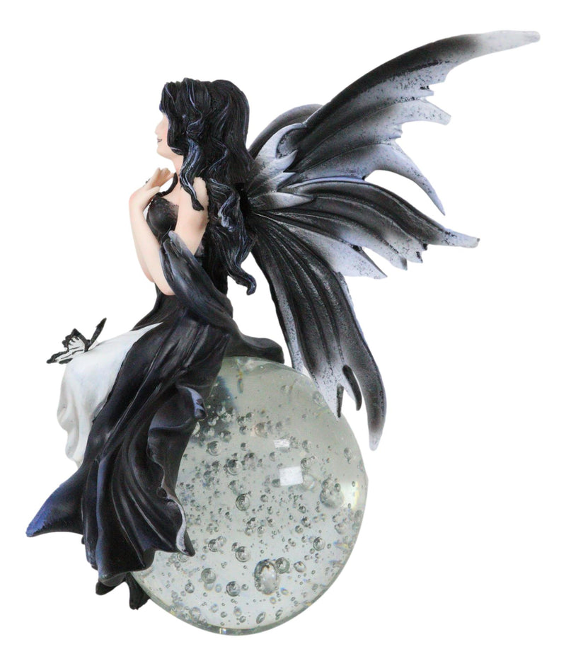 Fantasy Gathering Storm Gothic Fairy Sitting On Bubble Moon Glass Ball Statue