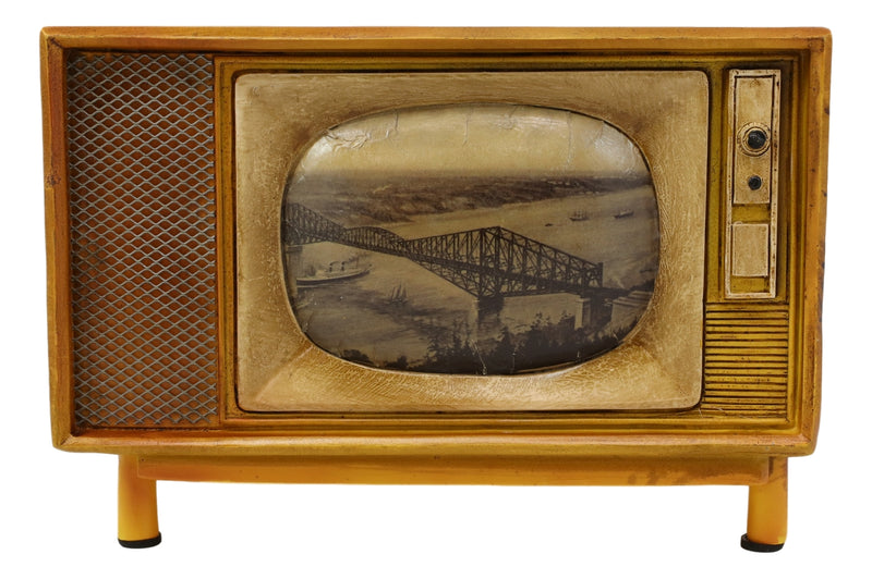 Vintage Retro Rectangle TV Television Box Set Money Coin Piggy Bank Accent Decor