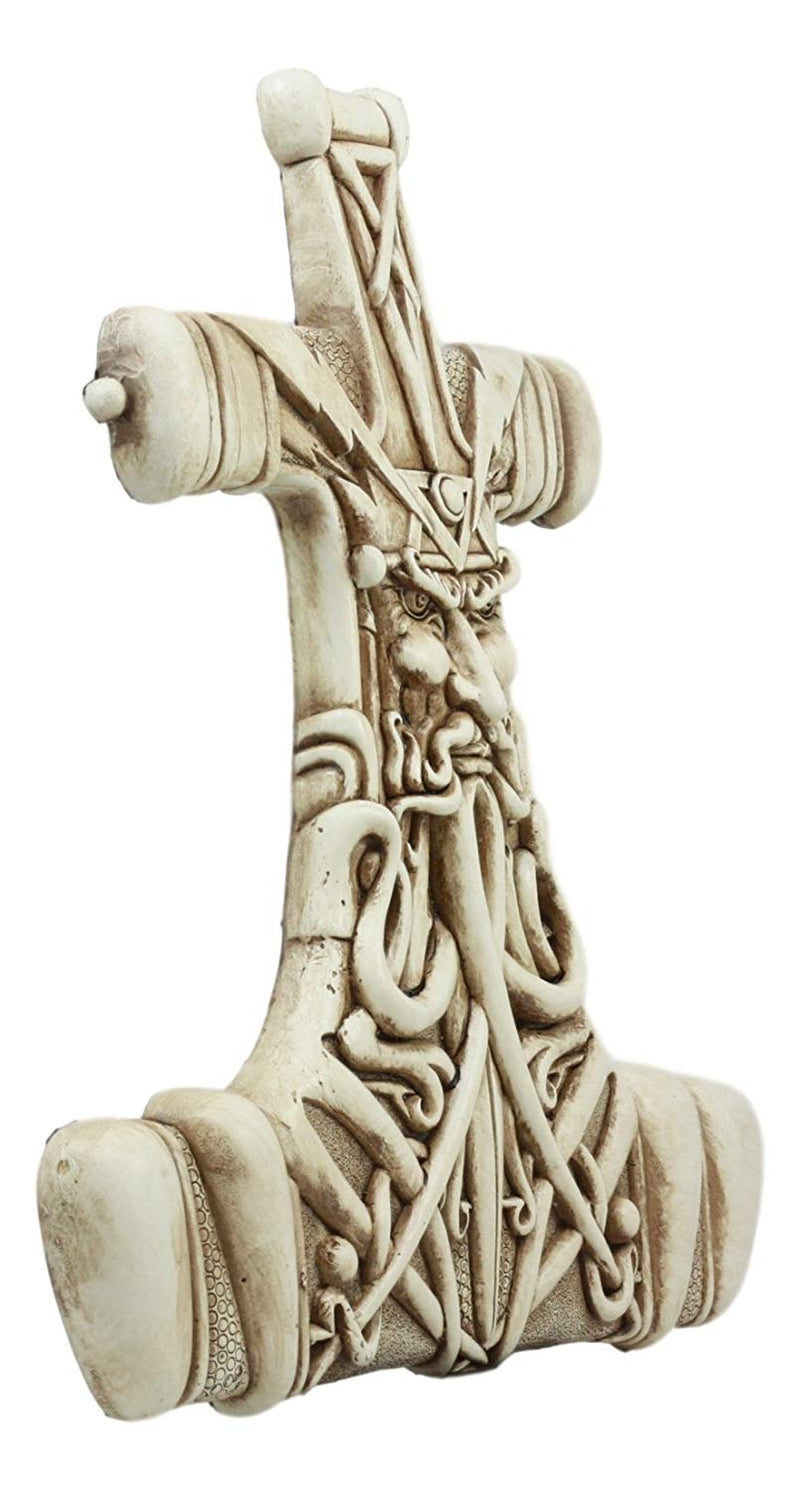 Ebros Thor Hammer Wall Decor Viking God Thor Bone Mjolnir Wall Plaque Thunder God Avatar Figurine Collectible