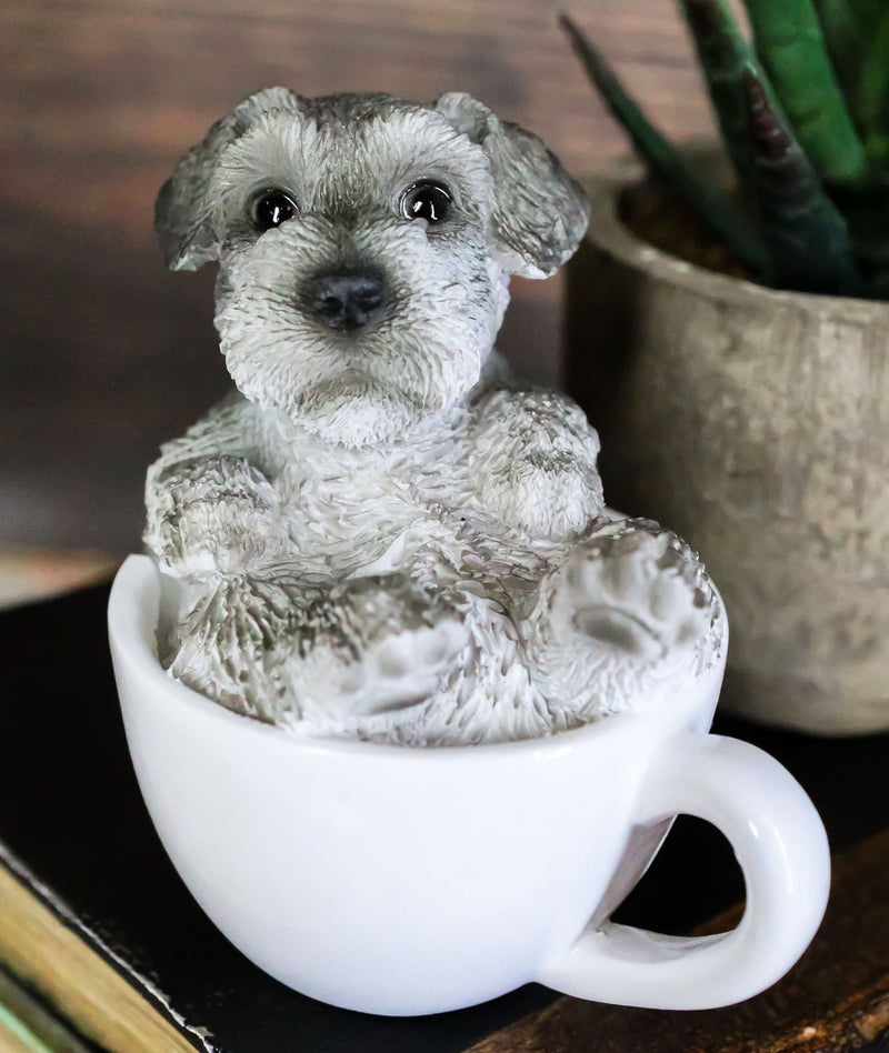 Ebros Realistic Mini Adorable Schnauzer Teacup Statue 3"H Pet Pal Dog Breed Figurine