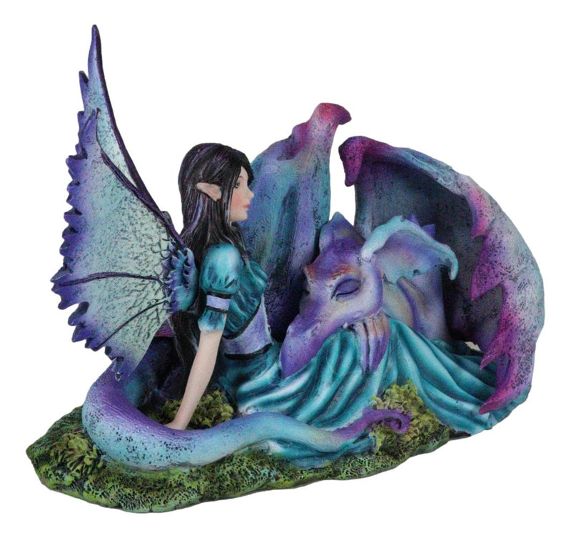 Twilight Slumber Enchanted Fairy With Sleeping Dragon On Lap Amy Brown Figurine