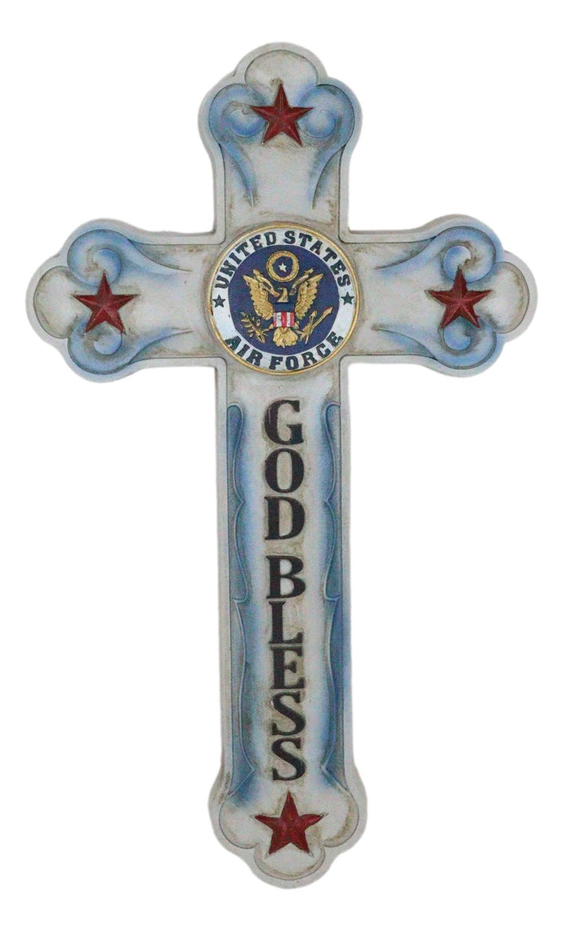 Western USA Air Force Patriotic Bald Eagle Emblem God Bless Memorial Wall Cross