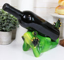 Ebros Sunbathing Rainforest Green Frog Toad On His Belly Wine Holder Caddy Figurine