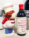 Italian Drunk Chef Kissing Wine Bottle Ceramic Salt Pepper Shakers Figurine Set