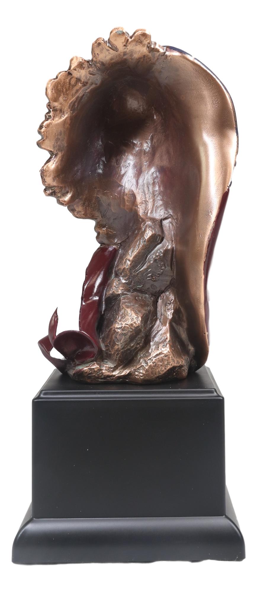 American Bald Eagle On USA Star Spangled Banner Flag Bust Electroplated Statue - Ebros Gift