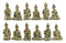 Golden Miniature Meditating Buddha Amitabha Many Mudra Poses Figurine Set of 12