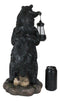 Ebros Rustic Black Bear Carrying Cub On Shoulder Statue 18.75"Tall With Solar LED Lantern Light Bear Family Guest Greeter"This Little Light Of Mine" Realistic Wildlife Black Bear Decor