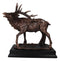 Large Wapiti Bull Elk Deer Rustic Bronze Plated Finish Statue With Trophy Base