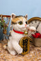 Japanese Luck And Fortune Charm Beckoning White Calico Cat Maneki Neko Figurine