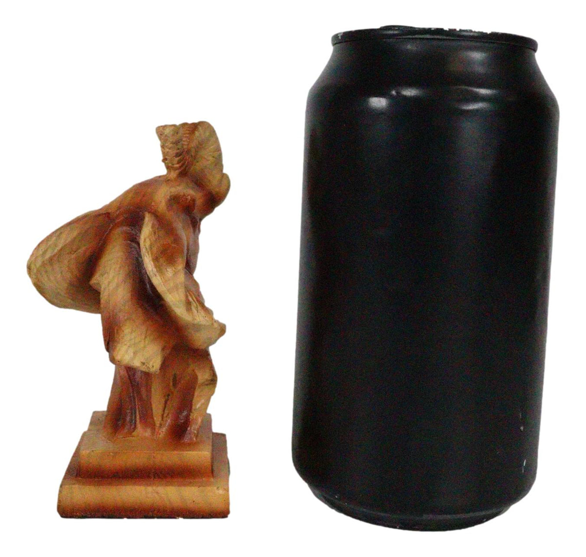 Small Safari Wildlife Elephant Bust With Trunk Up Faux Wood Carving Figurine