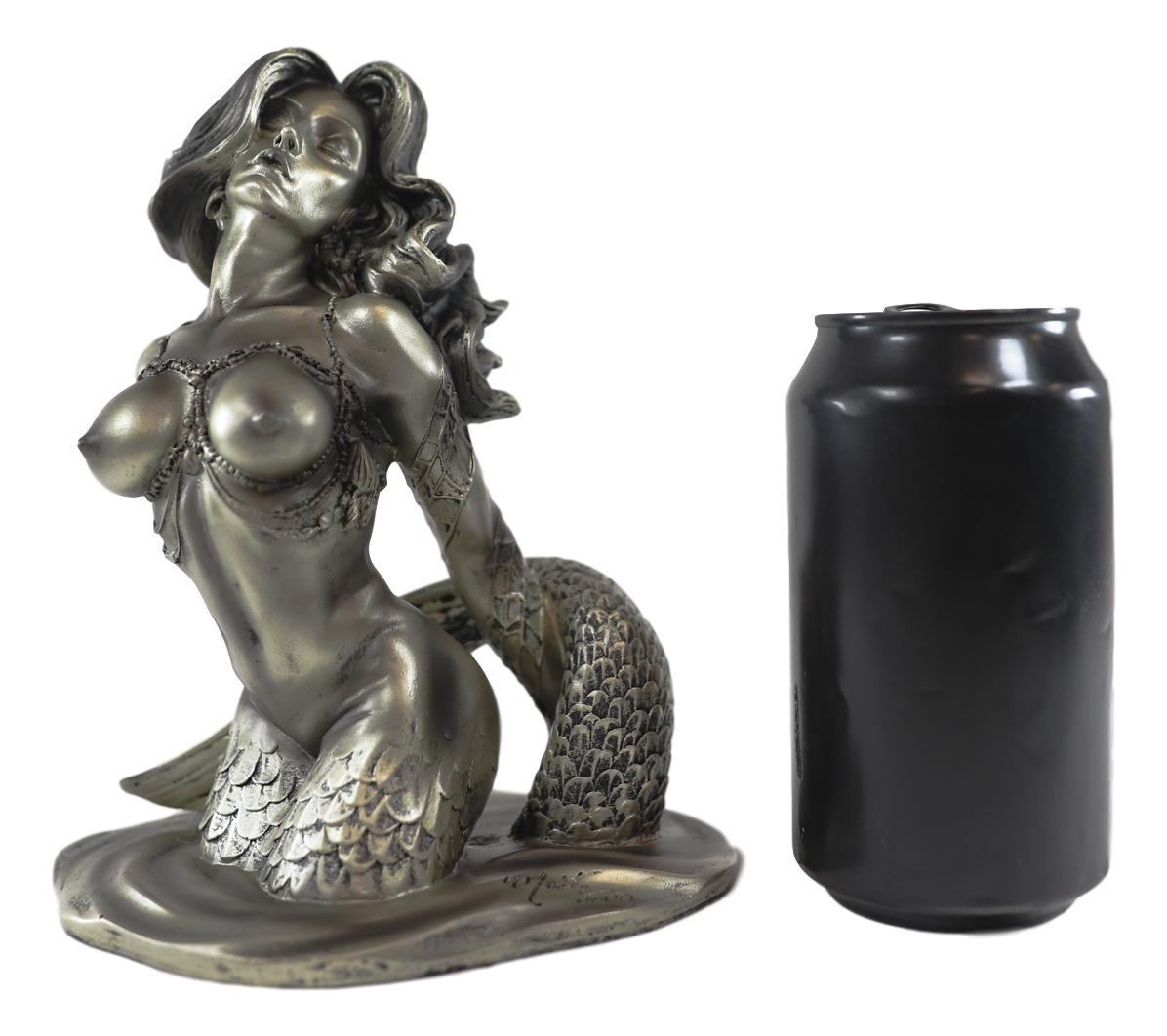 Ebros Aged Bronze Resin Nude Seductive Mermaid Statue 7.25" Tall - Ebros Gift
