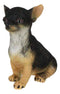 Sitting Lifelike Adorable Deer Head Black And Tan Chihuahua Puppy Dog Figurine