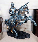 Ebros Medieval Champion Knight In Suit Of Armor With Lance On Rearing Horse Figurine