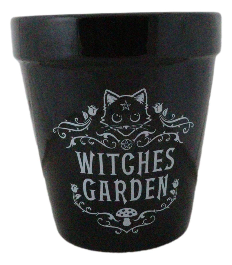 black cat plant pot Black Cat Witches Garden Wicca Witchcraft Apothecary Flower Herbs Plan– Ebros Gift