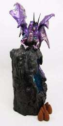 Purple Azure Quartz Dragon On Gemstone Mountain Backflow Incense Burner Figurine