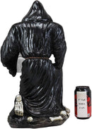 Large Kneeling Grim Reaper Skeleton Wine Bottle & Glasses Valet Holder Statue